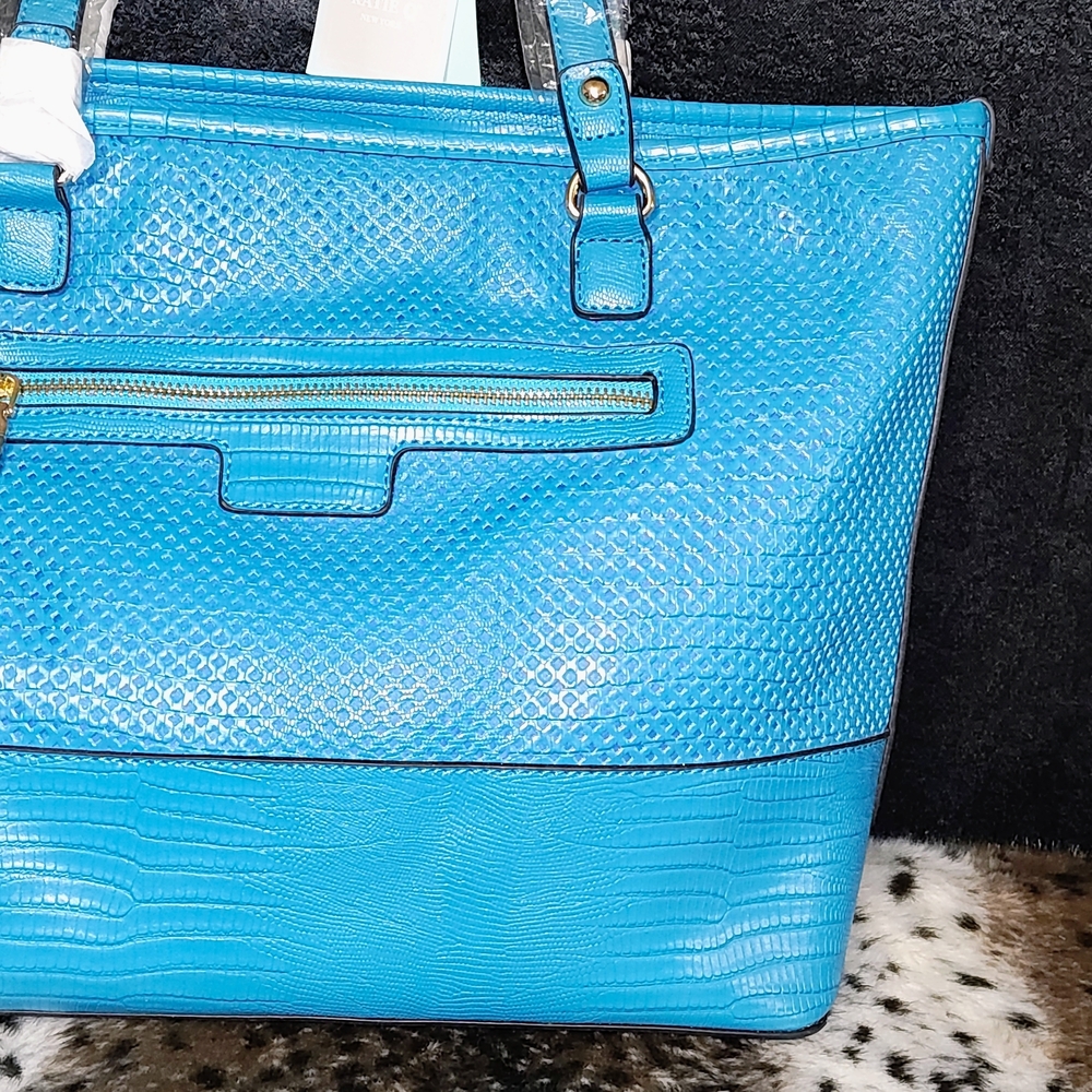 Blue Textured Handbag - Picture 2 of 4